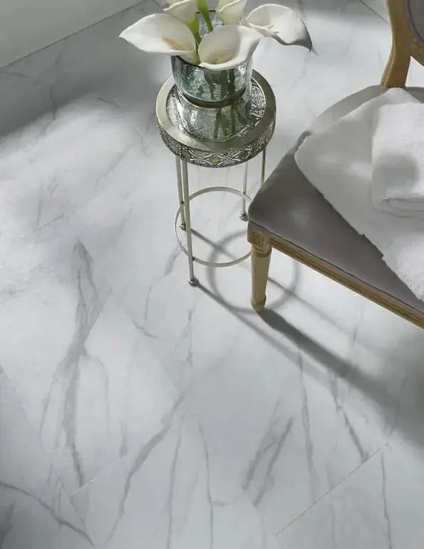 Adura Legacy White with Gray Vinyl Tile Flooring Mannington