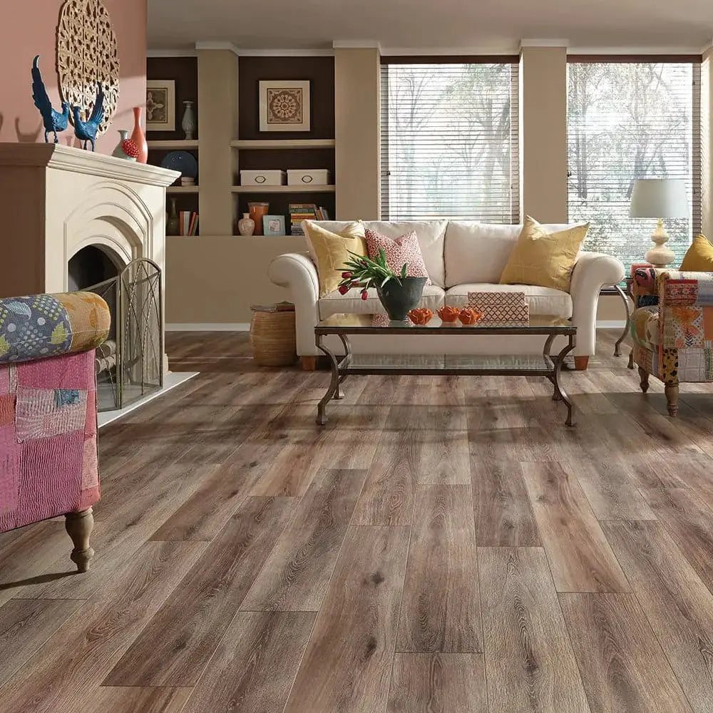 Sample of Mannington Restoration Fairhaven Brushed Coffee Laminate Flooring 28101