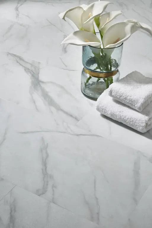 Adura Legacy White with Gray Vinyl Tile Flooring Mannington