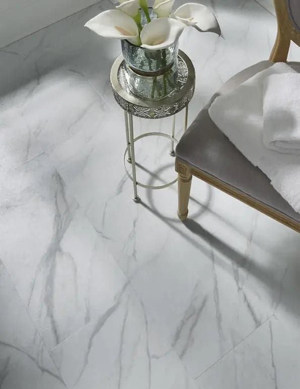 Adura Legacy White with Gray Vinyl Tile Flooring Mannington