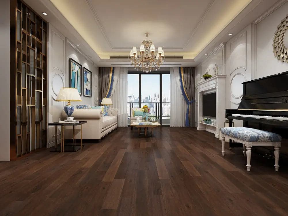 Asian Walnut Chalet 3/4 x 5" Hand Scraped Solid Hardwood Flooring - 24.22 sqft/ctn Elk Mountain