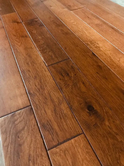 Sawmill Hickory Copperhead 3/4 x 4-3/4" Wire Brushed Solid Hardwood Flooring - 23 sqft/ctn Elk Mountain