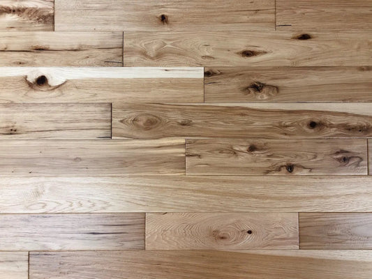 Sawmill Hickory Natural 3/4 x 4-3/4" Wire Brushed Solid Hardwood Flooring - 23 sqft/ctn Elk Mountain