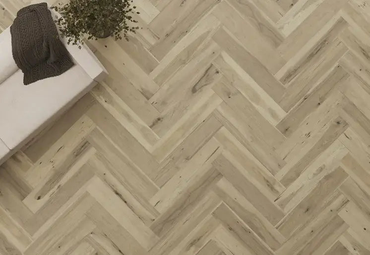 MSPH07BLC1 Mannington Provence Herringbone Blanc 9/16 x 7" Handcrafted Engineered Hardwood Floor - Call for BEST Price