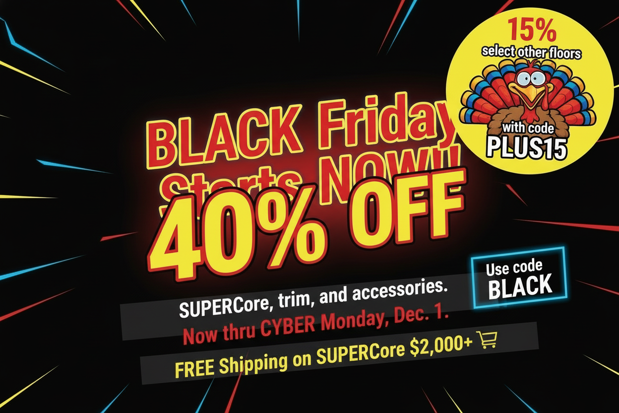 Add a sticker of a crazy turkey saying 15% select other floors with code PLUS15